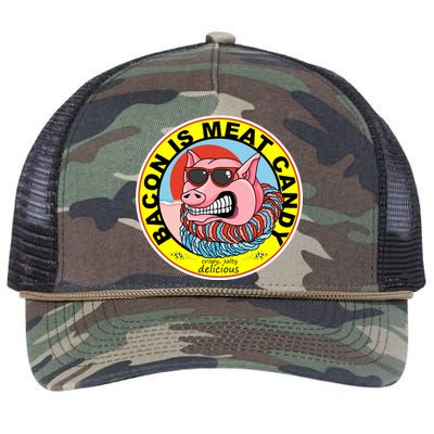 Bacon Is Meat Candy Pig Funny Retro Rope Trucker Hat Cap