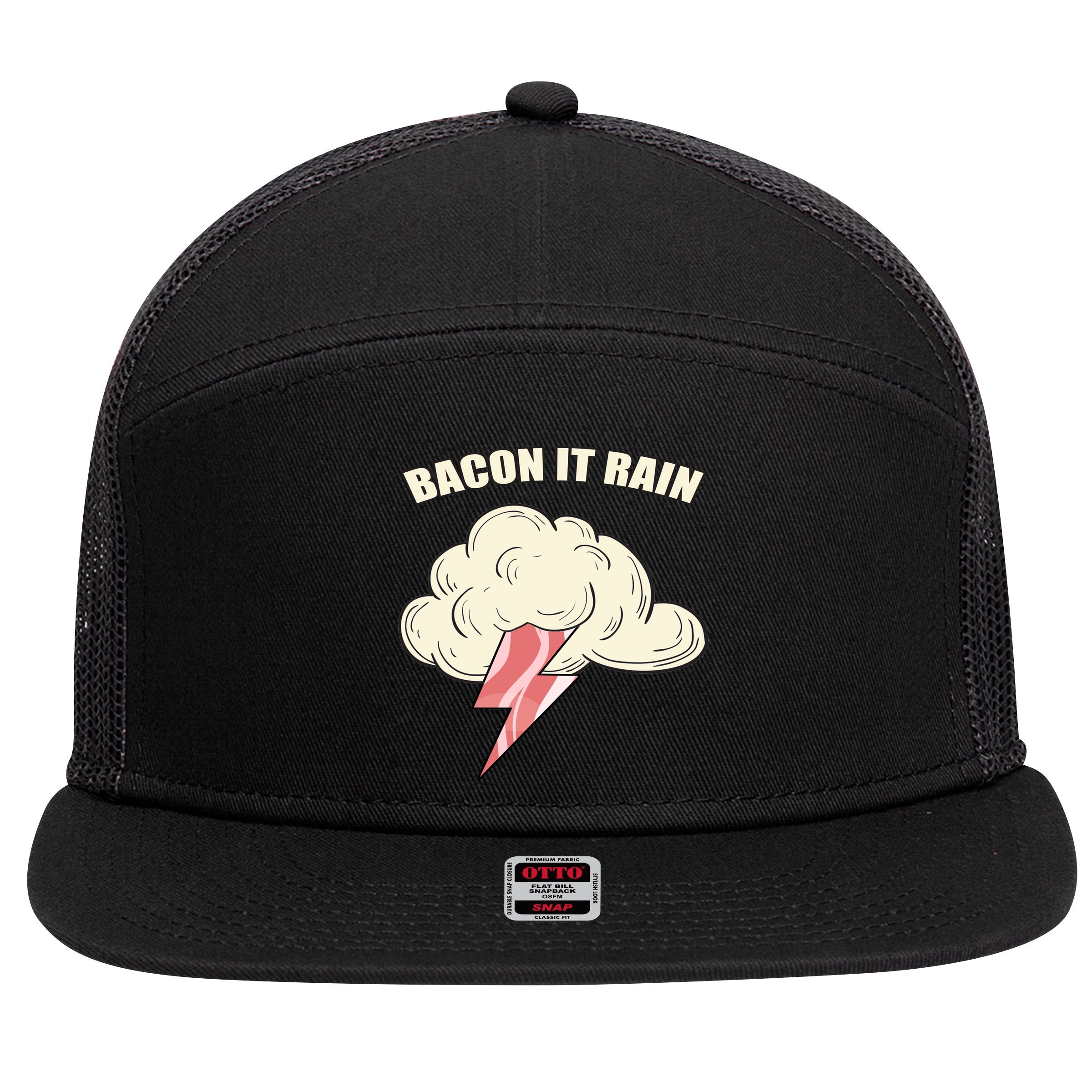 Bacon It Rain 7 Panel Mesh Trucker Snapback Hat