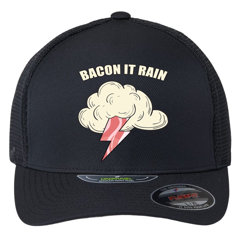 Bacon It Rain Flexfit Unipanel Trucker Cap