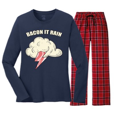 Bacon It Rain Women's Long Sleeve Flannel Pajama Set 