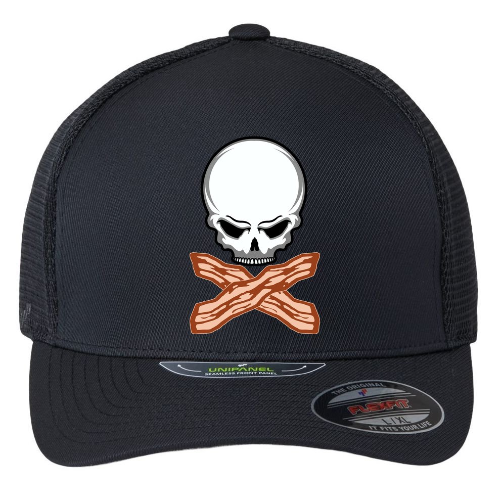 Bacon Skull Flexfit Unipanel Trucker Cap