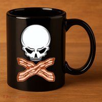 Bacon Skull 11oz C Handle Ceramic Mug