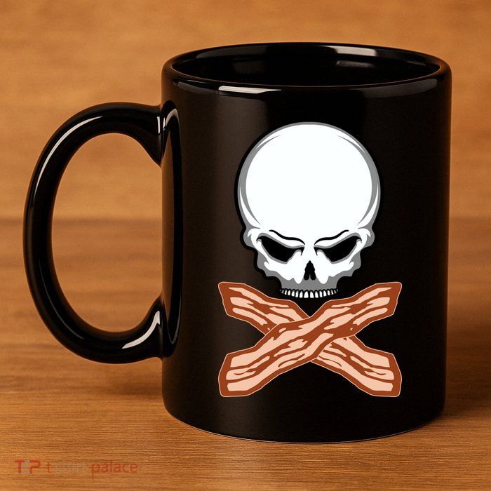Bacon Skull 11oz C Handle Ceramic Mug