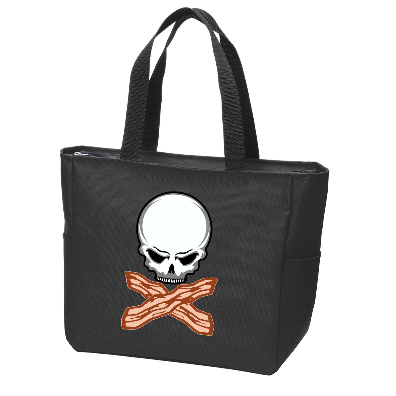 Bacon Skull Zip Tote Bag