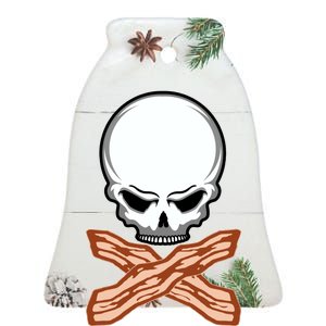 Bacon Skull Ceramic Bell Ornament