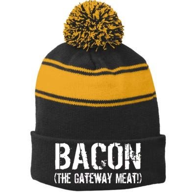 Bacon The Gateway Meat Stripe Pom Pom Beanie