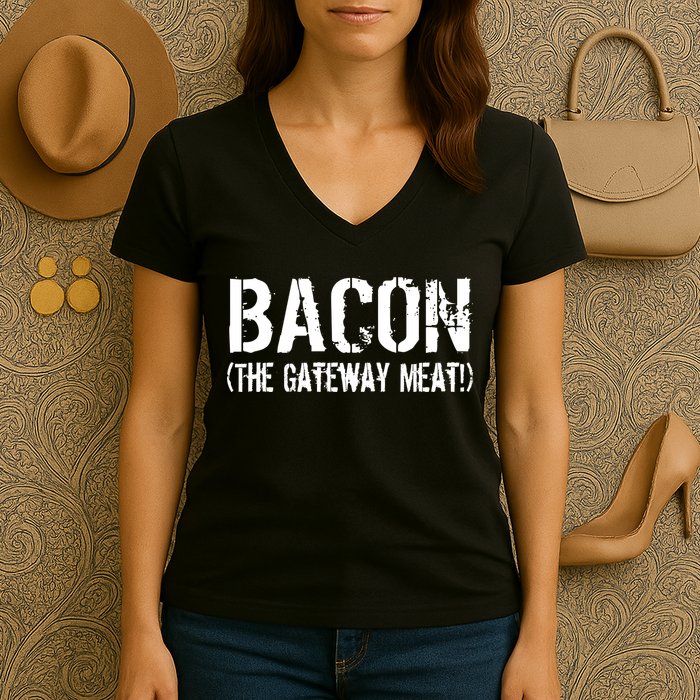 Bacon The Gateway Meat Women's V-Neck T-Shirt
