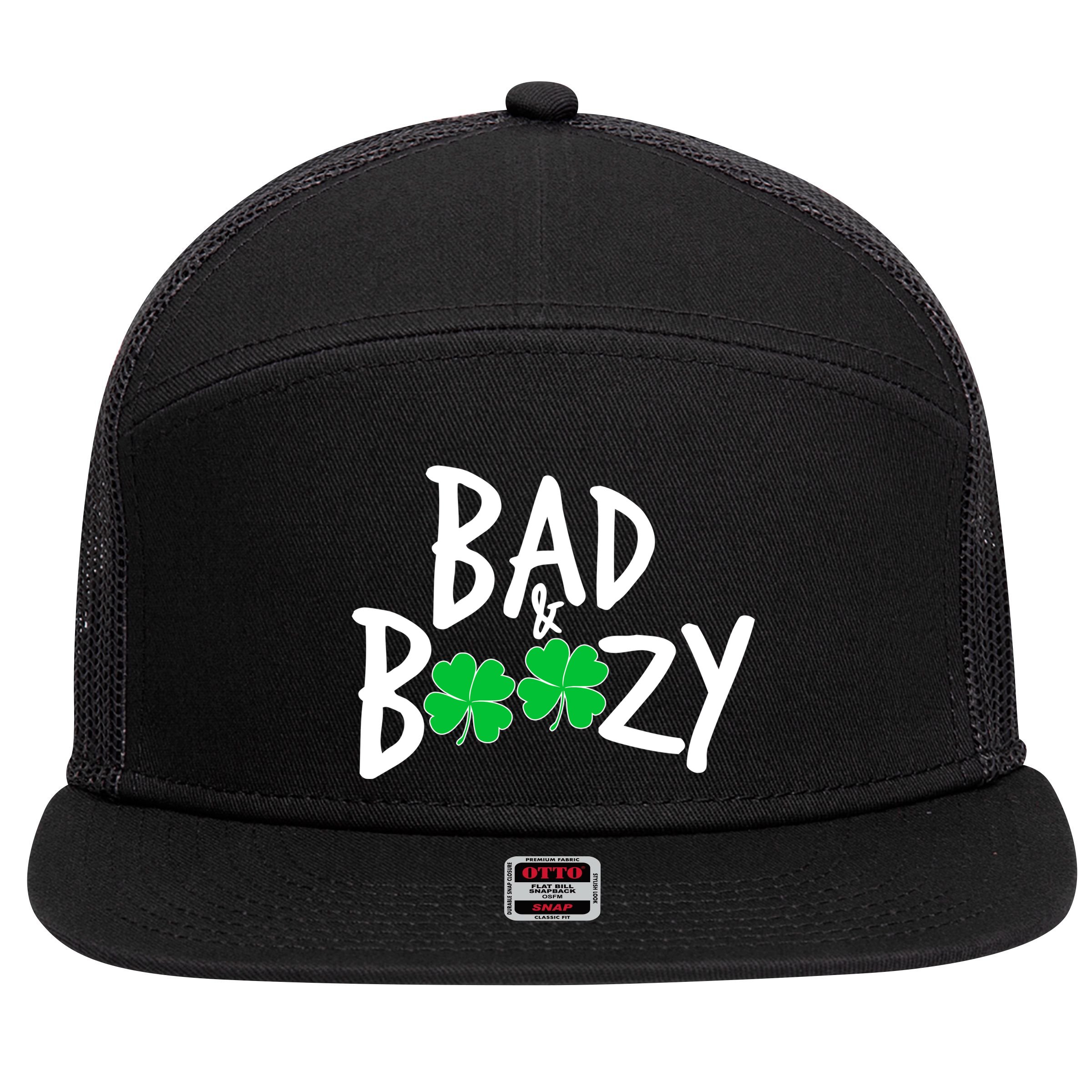 Bad and Boozy Irish Beer 7 Panel Mesh Trucker Snapback Hat