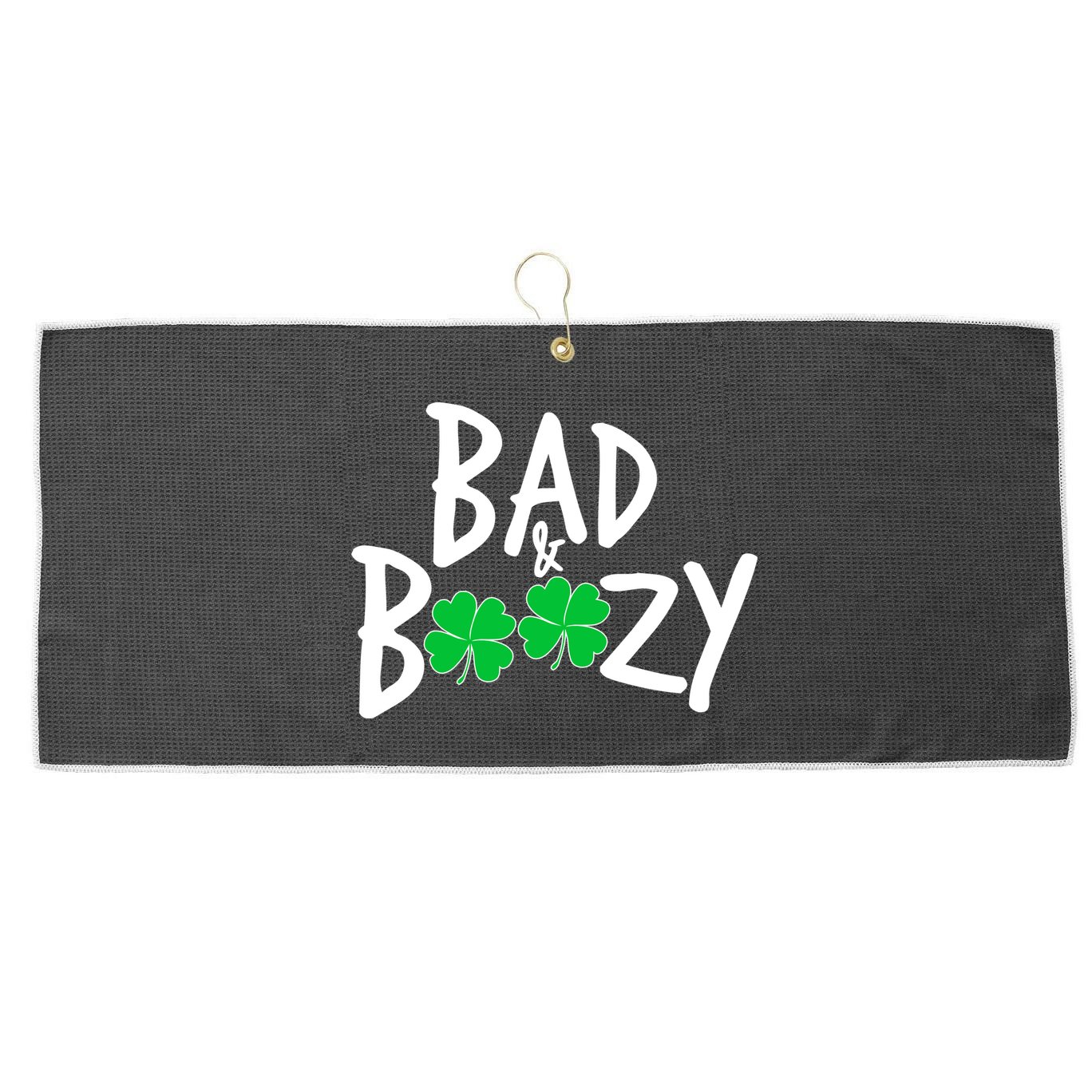 Bad and Boozy Irish Beer Large Microfiber Waffle Golf Towel