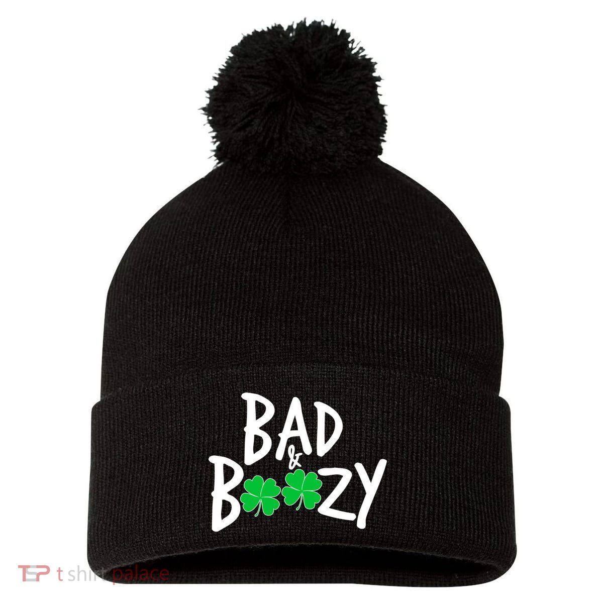Bad and Boozy Irish Beer Pom Pom 12in Knit Beanie