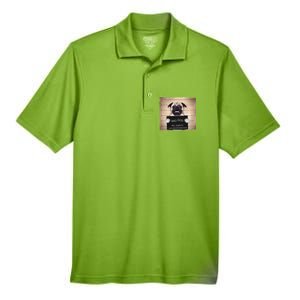 Bad Dog Funny Pug Prison Mug Shot Men's Origin Performance Pique Polo