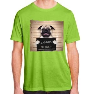 Bad Dog Funny Pug Prison Mug Shot Adult ChromaSoft Performance T-Shirt