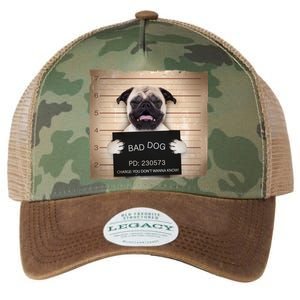 Bad Dog Funny Pug Prison Mug Shot Legacy Tie Dye Trucker Hat