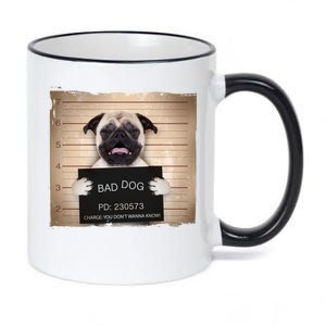 Bad Dog Funny Pug Prison Mug Shot 11oz Black Color Changing Mug