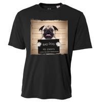 Bad Dog Funny Pug Prison Mug Shot Cooling Performance Crew T-Shirt