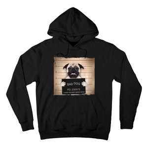 Bad Dog Funny Pug Prison Mug Shot Hoodie