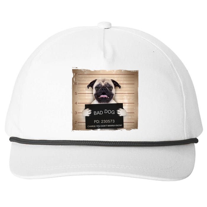 Bad Dog Funny Pug Prison Mug Shot Snapback Five-Panel Rope Hat