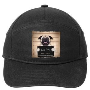 Bad Dog Funny Pug Prison Mug Shot 7-Panel Snapback Hat