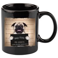 Bad Dog Funny Pug Prison Mug Shot 11oz C Handle Ceramic Mug