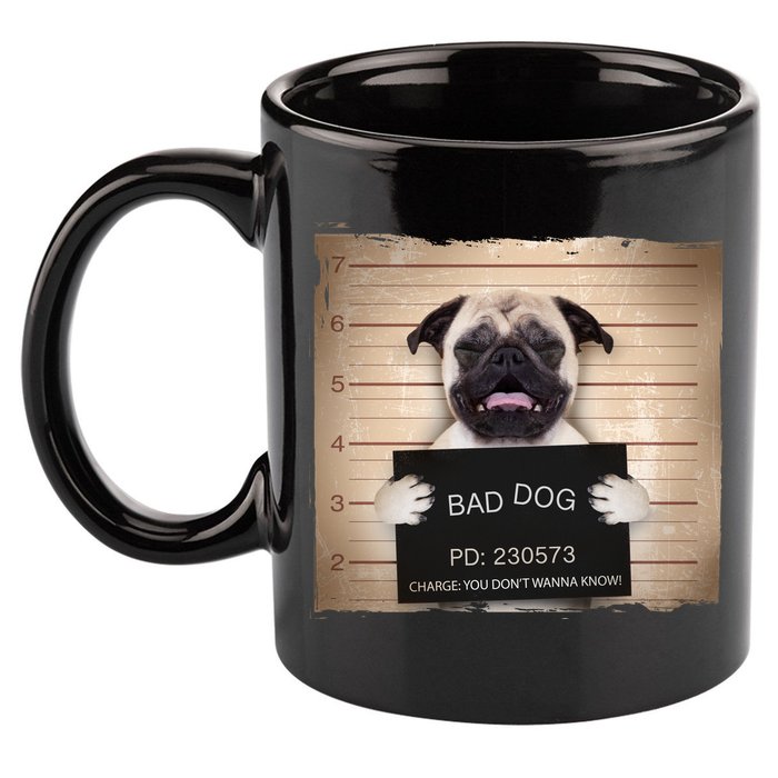 Bad Dog Funny Pug Prison Mug Shot 11oz C Handle Ceramic Mug