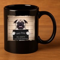 Bad Dog Funny Pug Prison Mug Shot 11oz C Handle Ceramic Mug