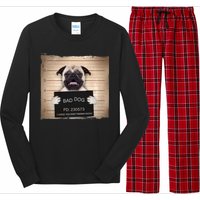 Bad Dog Funny Pug Prison Mug Shot Long Sleeve Pajama Set