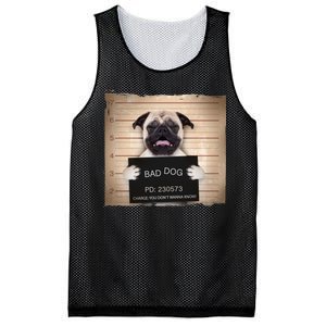 Bad Dog Funny Pug Prison Mug Shot Mesh Reversible Basketball Jersey Tank