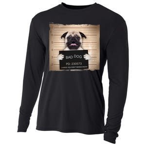 Bad Dog Funny Pug Prison Mug Shot Cooling Performance Long Sleeve Crew