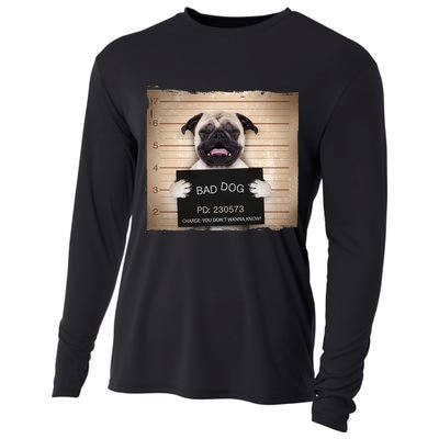 Bad Dog Funny Pug Prison Mug Shot Cooling Performance Long Sleeve Crew
