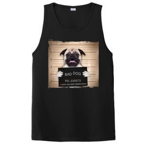 Bad Dog Funny Pug Prison Mug Shot PosiCharge Competitor Tank