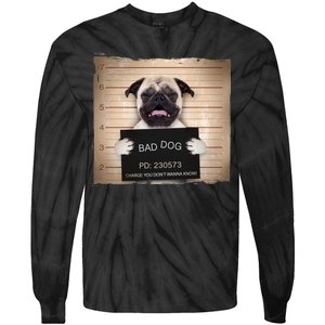 Bad Dog Funny Pug Prison Mug Shot Tie-Dye Long Sleeve Shirt