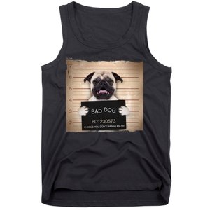 Bad Dog Funny Pug Prison Mug Shot Tank Top