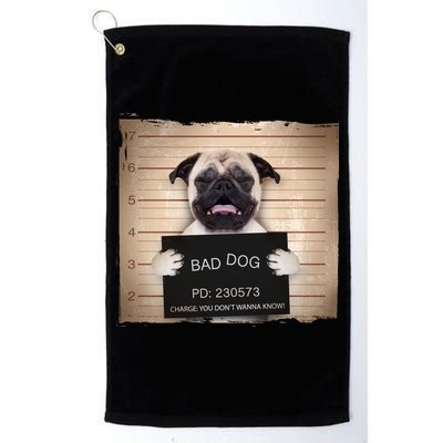 Bad Dog Funny Pug Prison Mug Shot Golf Towel