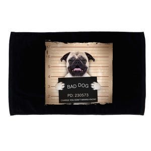 Bad Dog Funny Pug Prison Mug Shot Microfiber Hand Towel