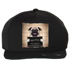 Bad Dog Funny Pug Prison Mug Shot Wool Snapback Cap