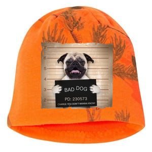 Bad Dog Funny Pug Prison Mug Shot Kati - Camo Knit Beanie