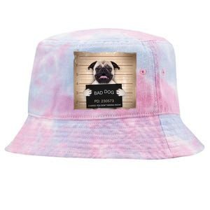 Bad Dog Funny Pug Prison Mug Shot Tie-Dyed Bucket Hat