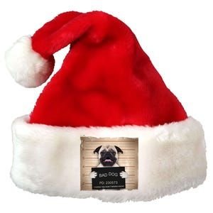 Bad Dog Funny Pug Prison Mug Shot Premium Christmas Santa Hat