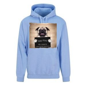 Bad Dog Funny Pug Prison Mug Shot Unisex Surf Hoodie