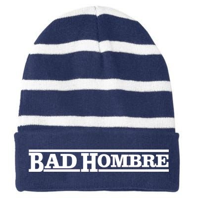 Bad Hombre Stamp Striped Beanie with Solid Band