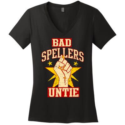 Bad Spellers Untie (Unite) Women's V-Neck T-Shirt