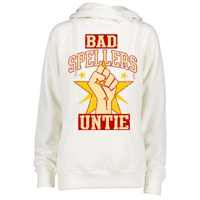 Bad Spellers Untie (Unite) Womens Funnel Neck Pullover Hood