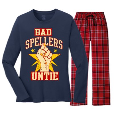 Bad Spellers Untie (Unite) Women's Long Sleeve Flannel Pajama Set 