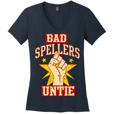 Bad Spellers Untie (Unite) Women's V-Neck T-Shirt