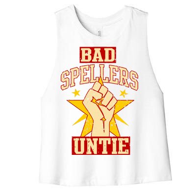 Bad Spellers Untie (Unite) Women's Racerback Cropped Tank