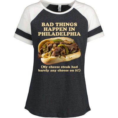 Bad Things Happen In Philadelphia  Enza Ladies Jersey Colorblock Tee