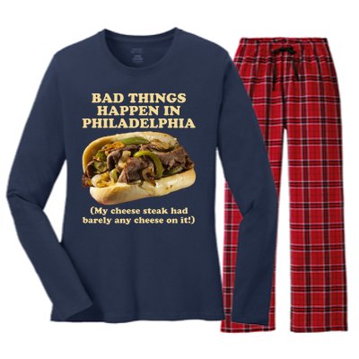 Bad Things Happen In Philadelphia  Women's Long Sleeve Flannel Pajama Set 