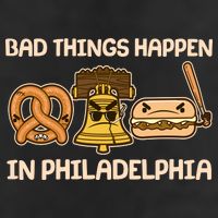 Bad Things Happen in Philadelphia Pretzel Liberty Bell Cheesesteak 7 Panel Mesh Trucker Snapback Hat