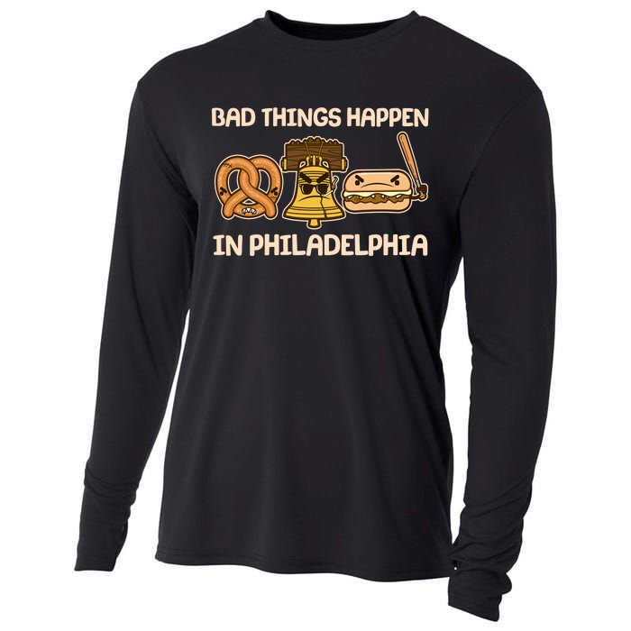 Bad Things Happen in Philadelphia Pretzel Liberty Bell Cheesesteak Cooling Performance Long Sleeve Crew