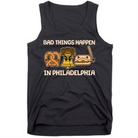 Bad Things Happen in Philadelphia Pretzel Liberty Bell Cheesesteak Tank Top